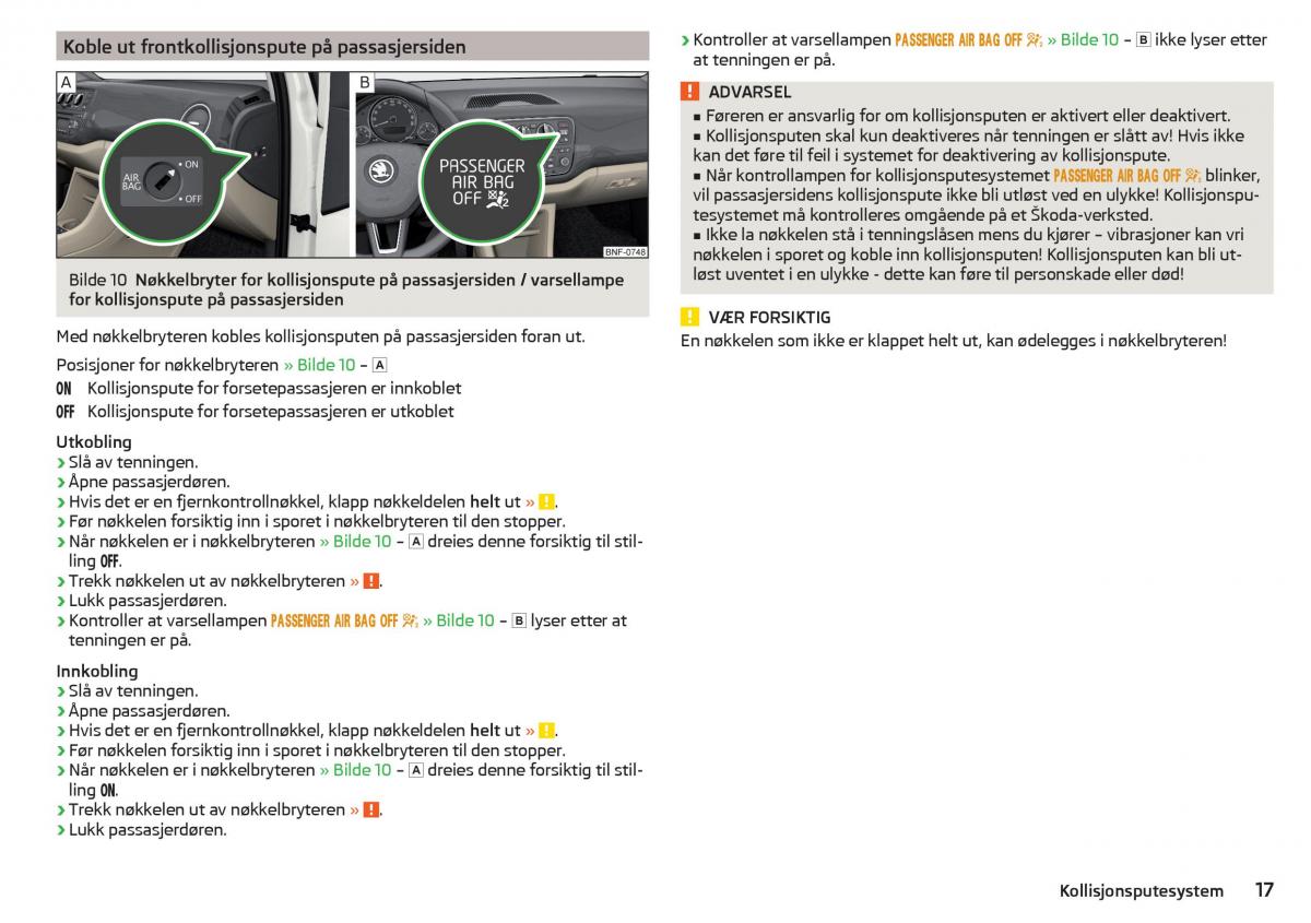 Skoda Citigo bruksanvisningen / page 19