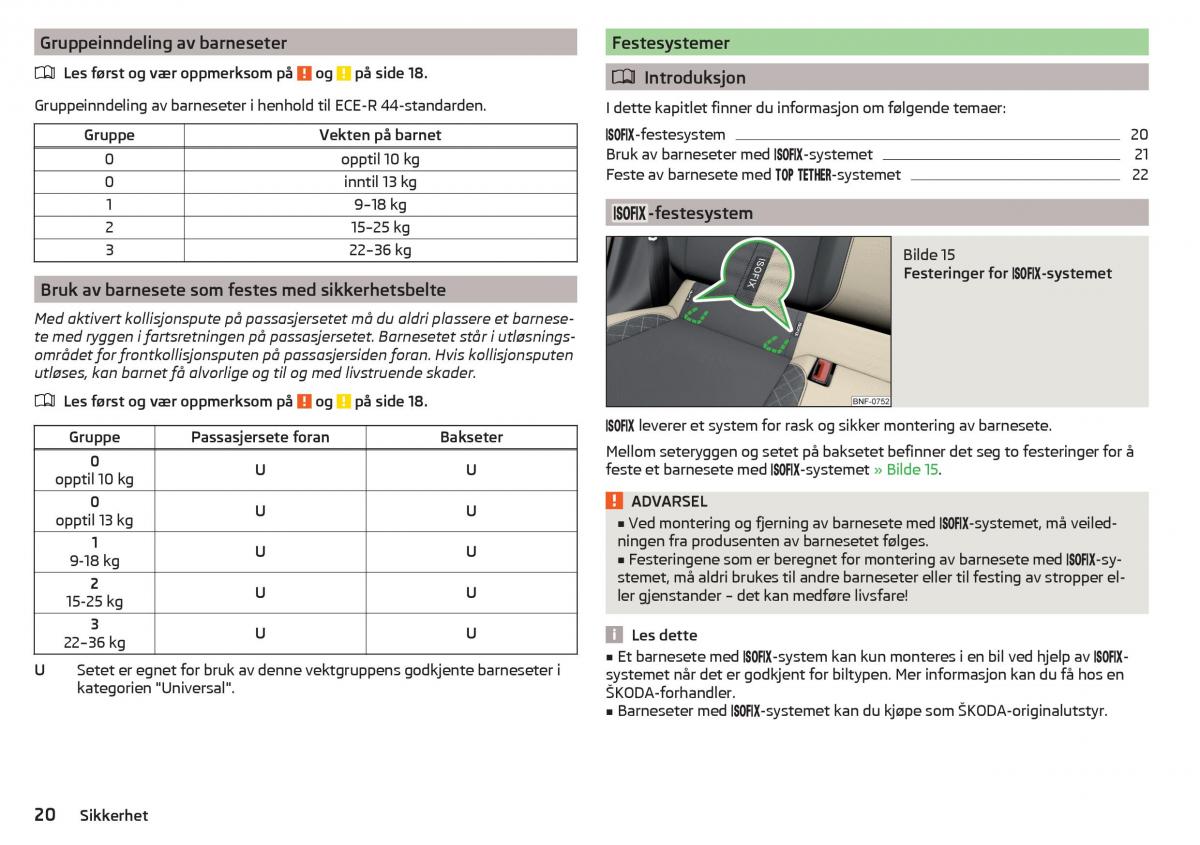 Skoda Citigo bruksanvisningen / page 22