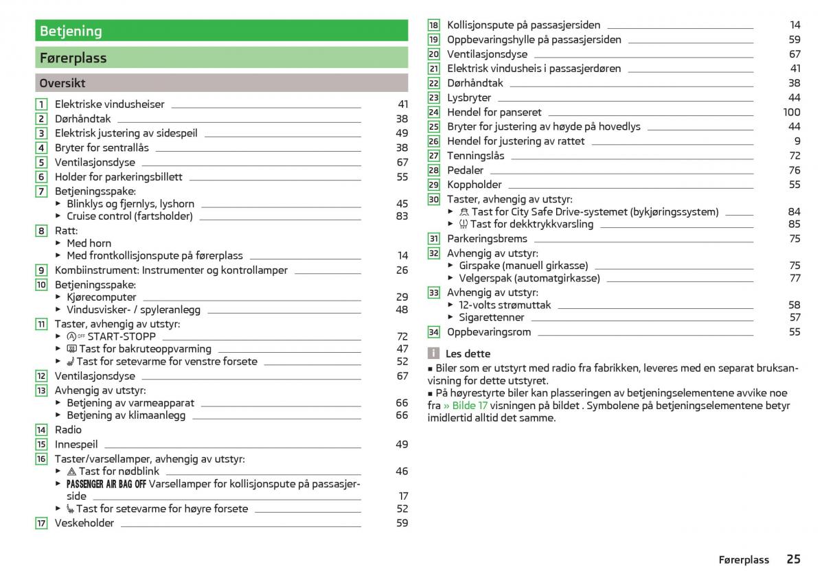 Skoda Citigo bruksanvisningen / page 27