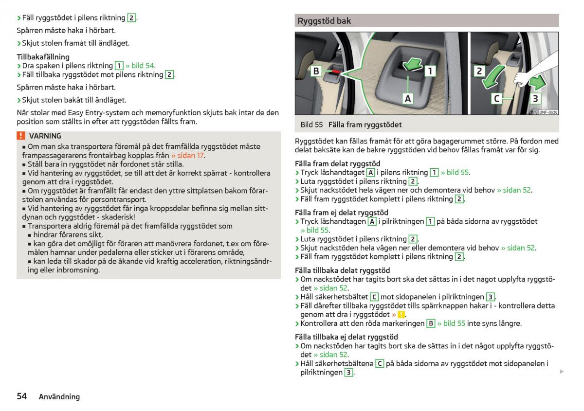 Skoda Citigo instruktionsbok / page 56