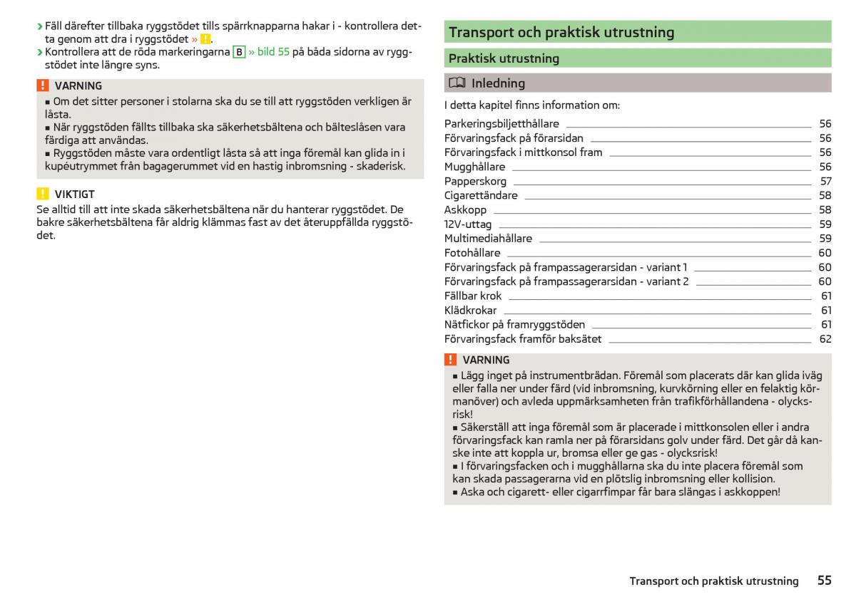 Skoda Citigo instruktionsbok / page 57