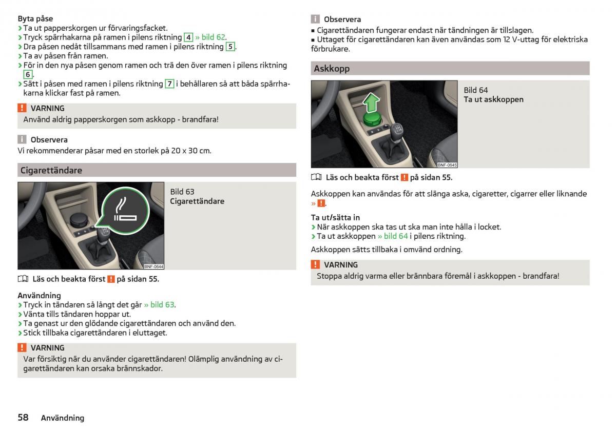 Skoda Citigo instruktionsbok / page 60