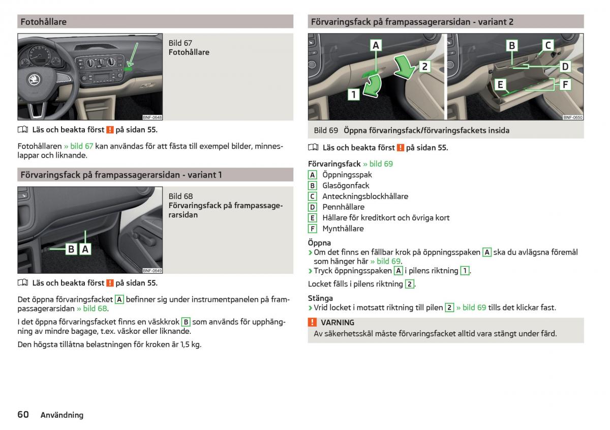 Skoda Citigo instruktionsbok / page 62