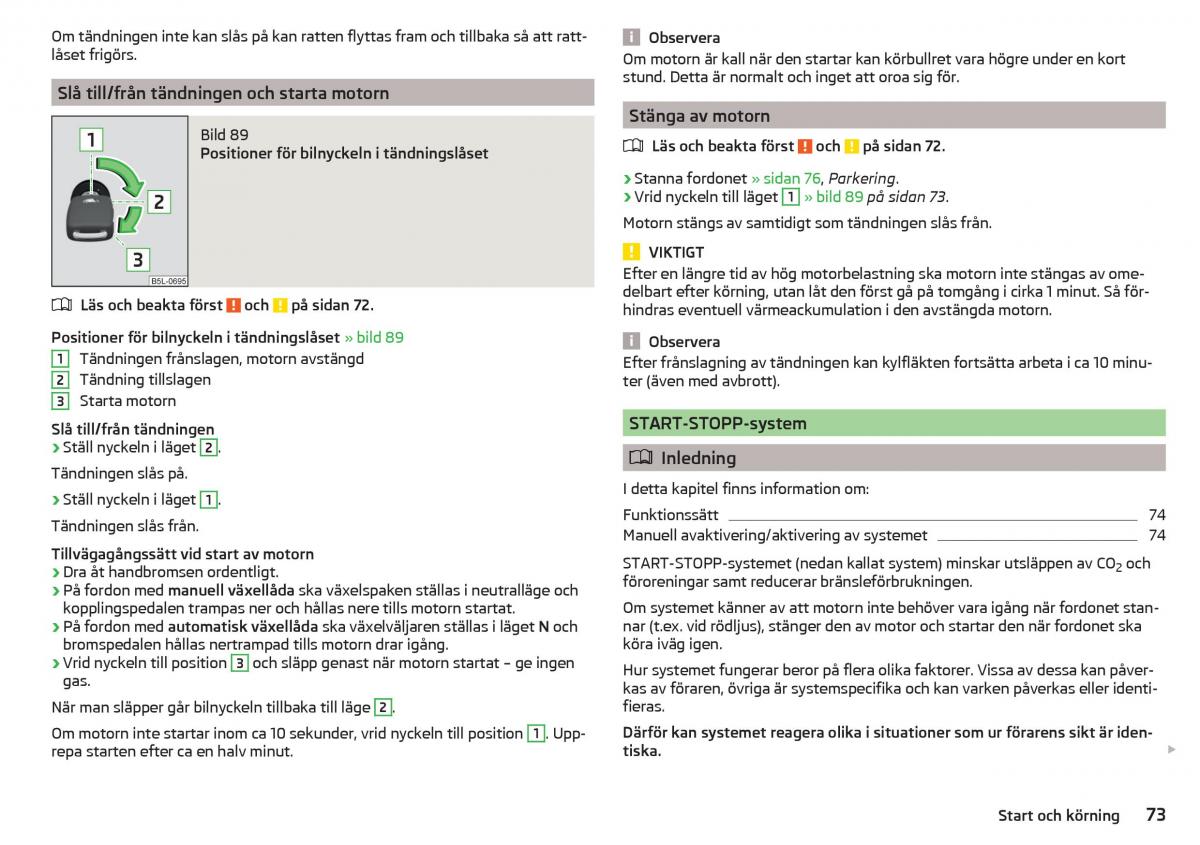 Skoda Citigo instruktionsbok / page 75