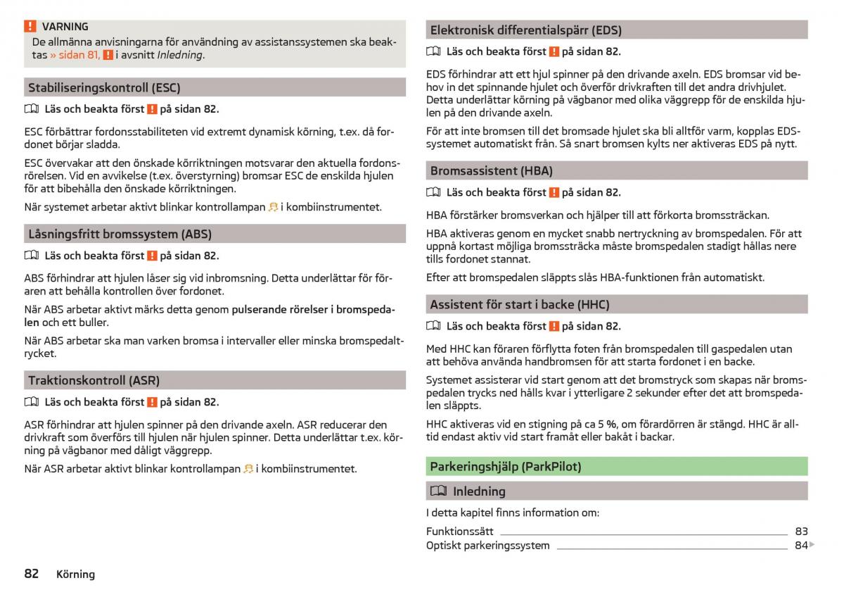 Skoda Citigo instruktionsbok / page 84