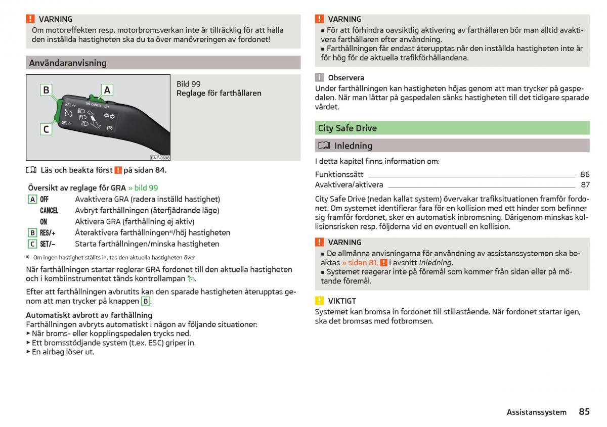 Skoda Citigo instruktionsbok / page 87