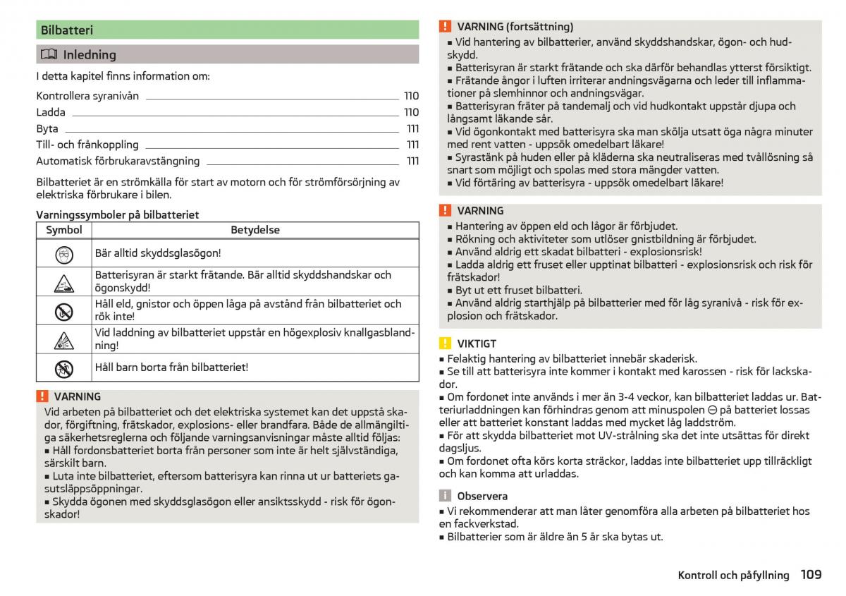 Skoda Citigo instruktionsbok / page 111