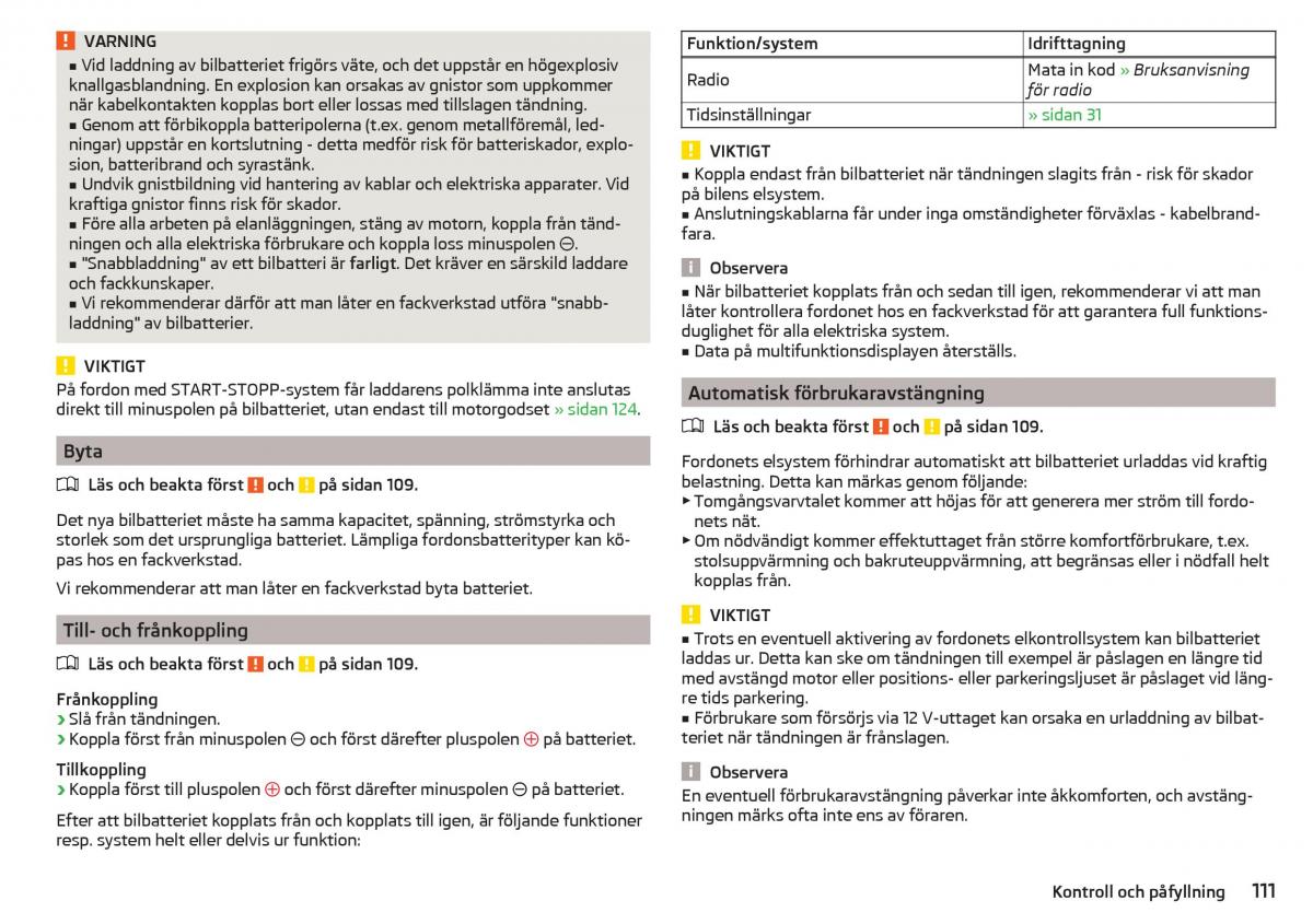 Skoda Citigo instruktionsbok / page 113