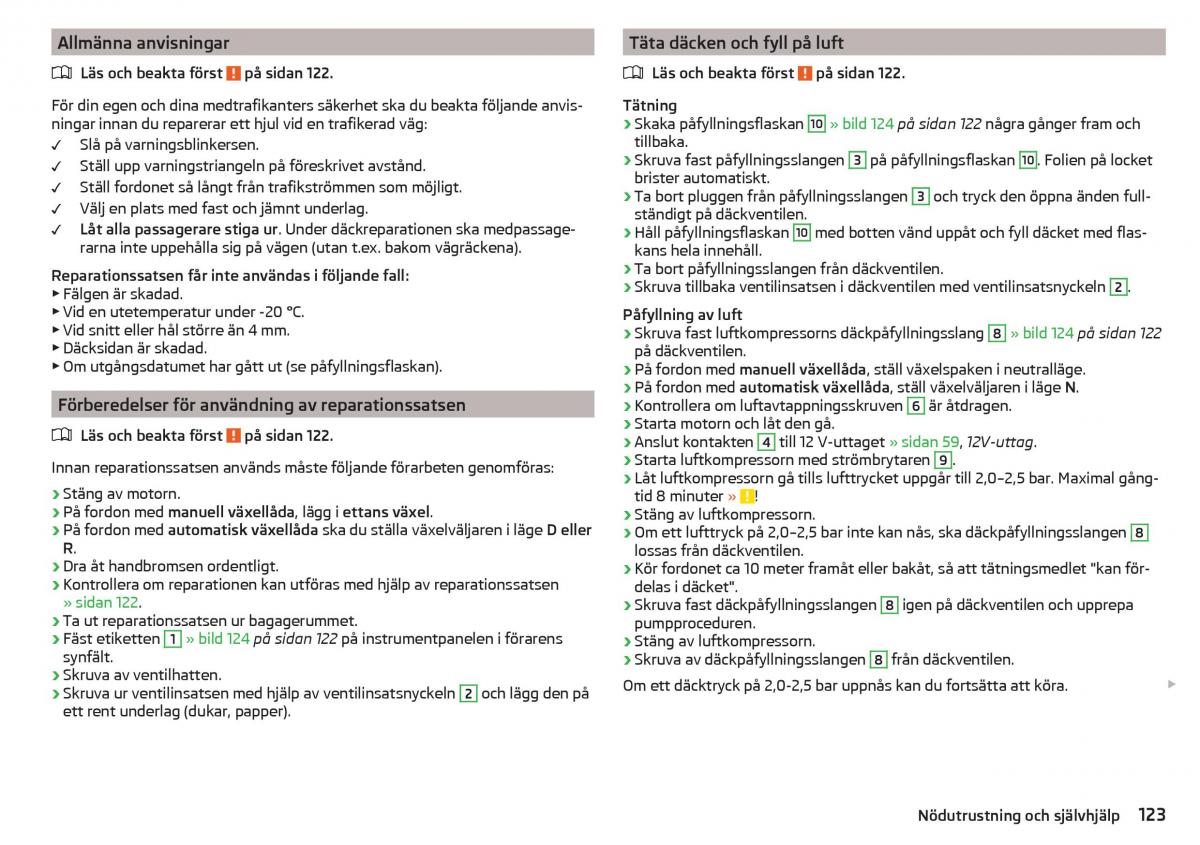 Skoda Citigo instruktionsbok / page 125