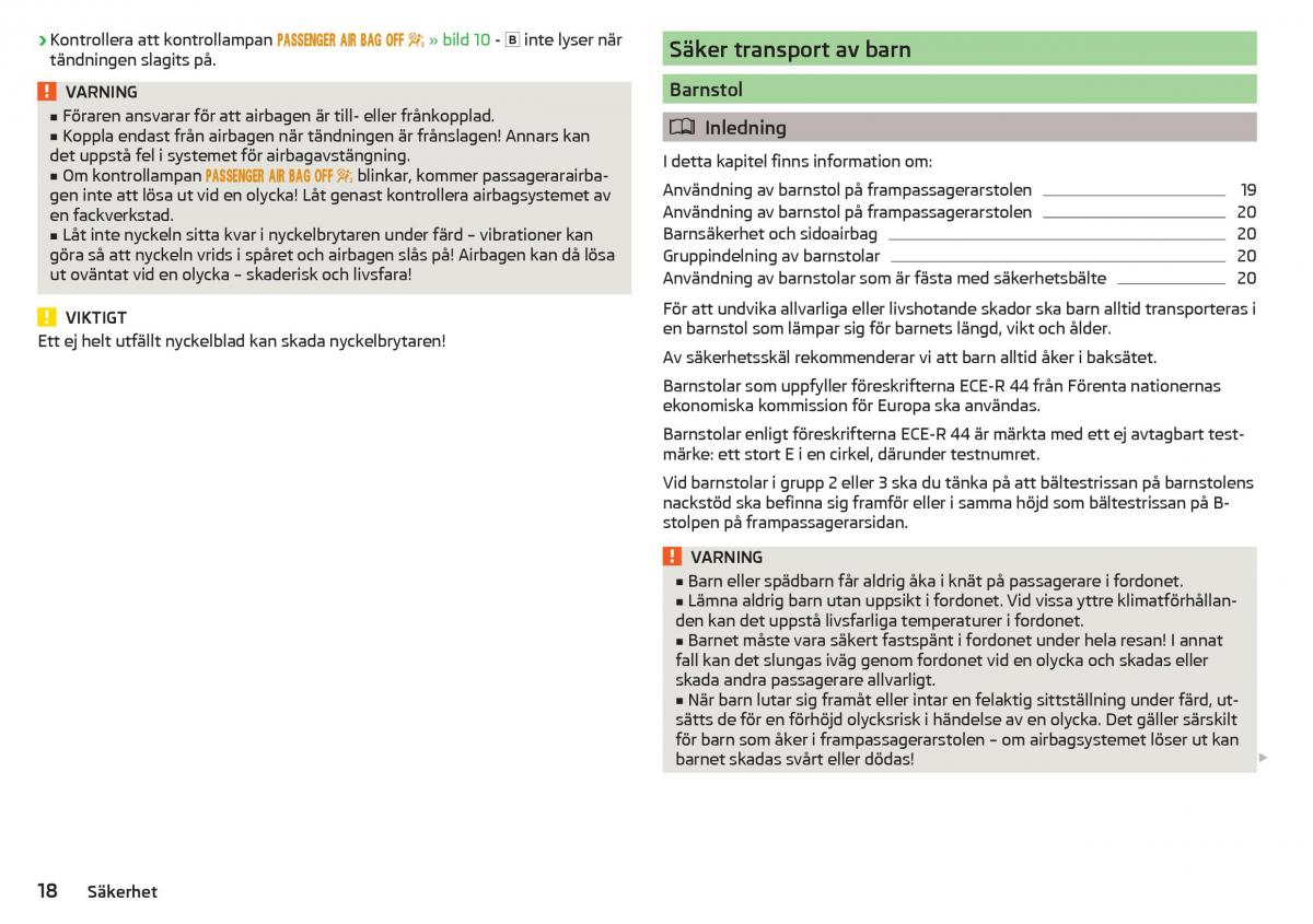 Skoda Citigo instruktionsbok / page 20