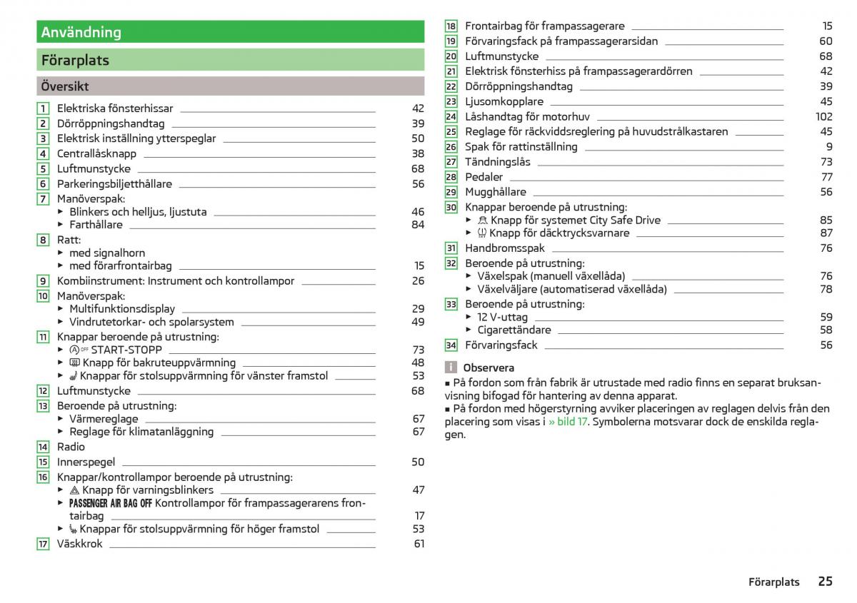 Skoda Citigo instruktionsbok / page 27