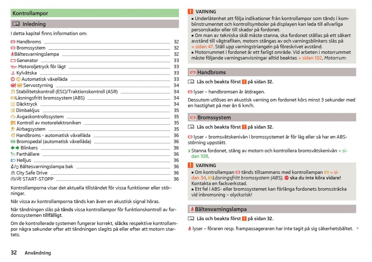 Skoda Citigo instruktionsbok / page 34