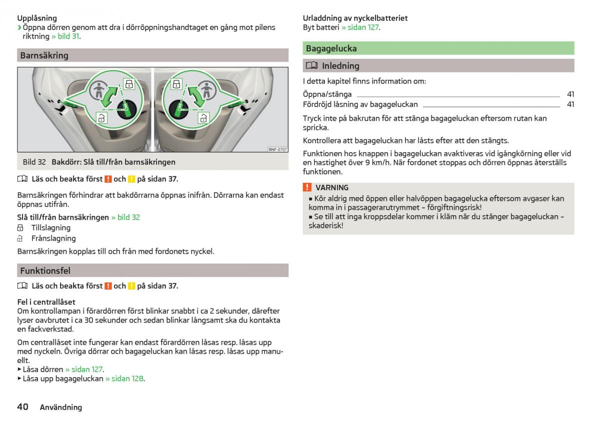 Skoda Citigo instruktionsbok / page 42