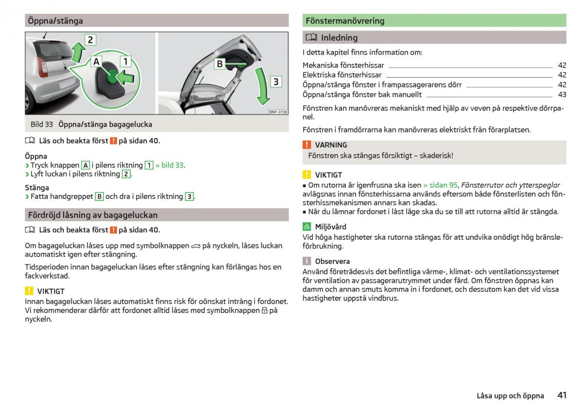 Skoda Citigo instruktionsbok / page 43