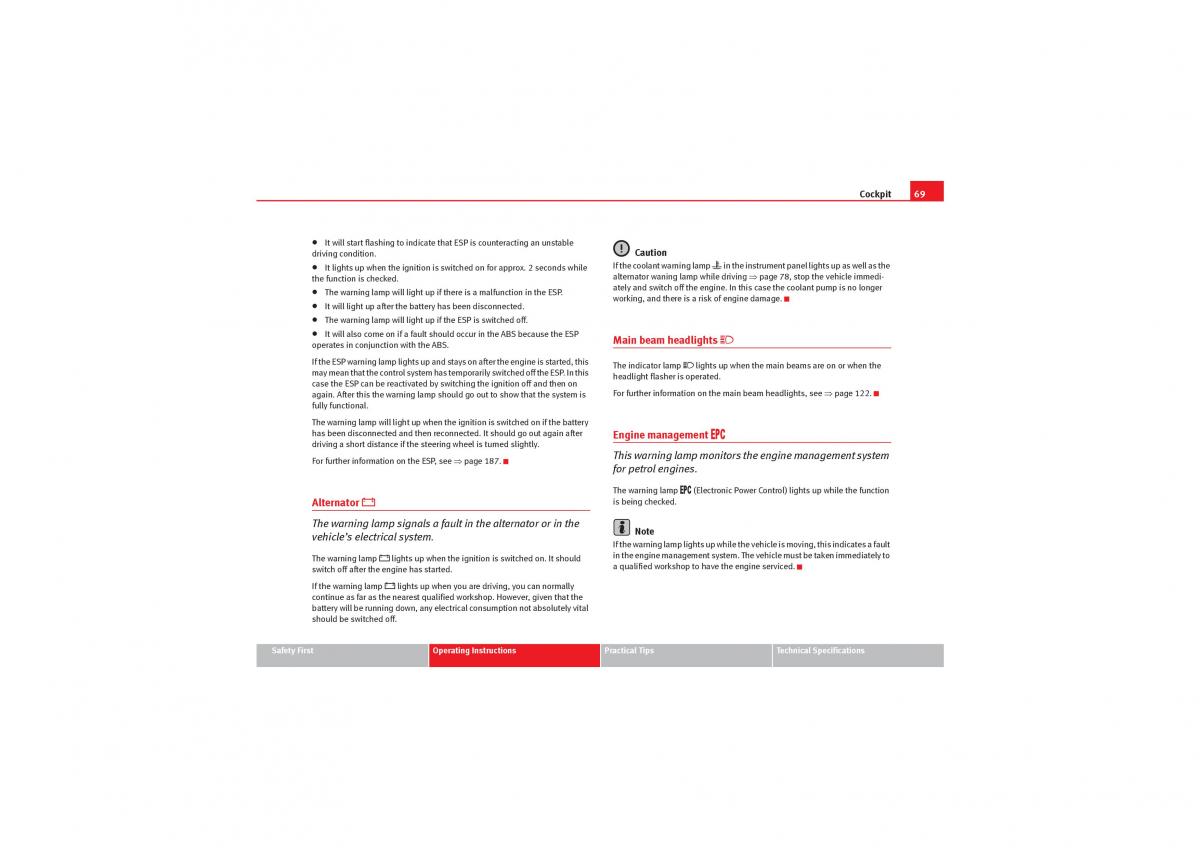 manual  Seat Exeo owners manual / page 71