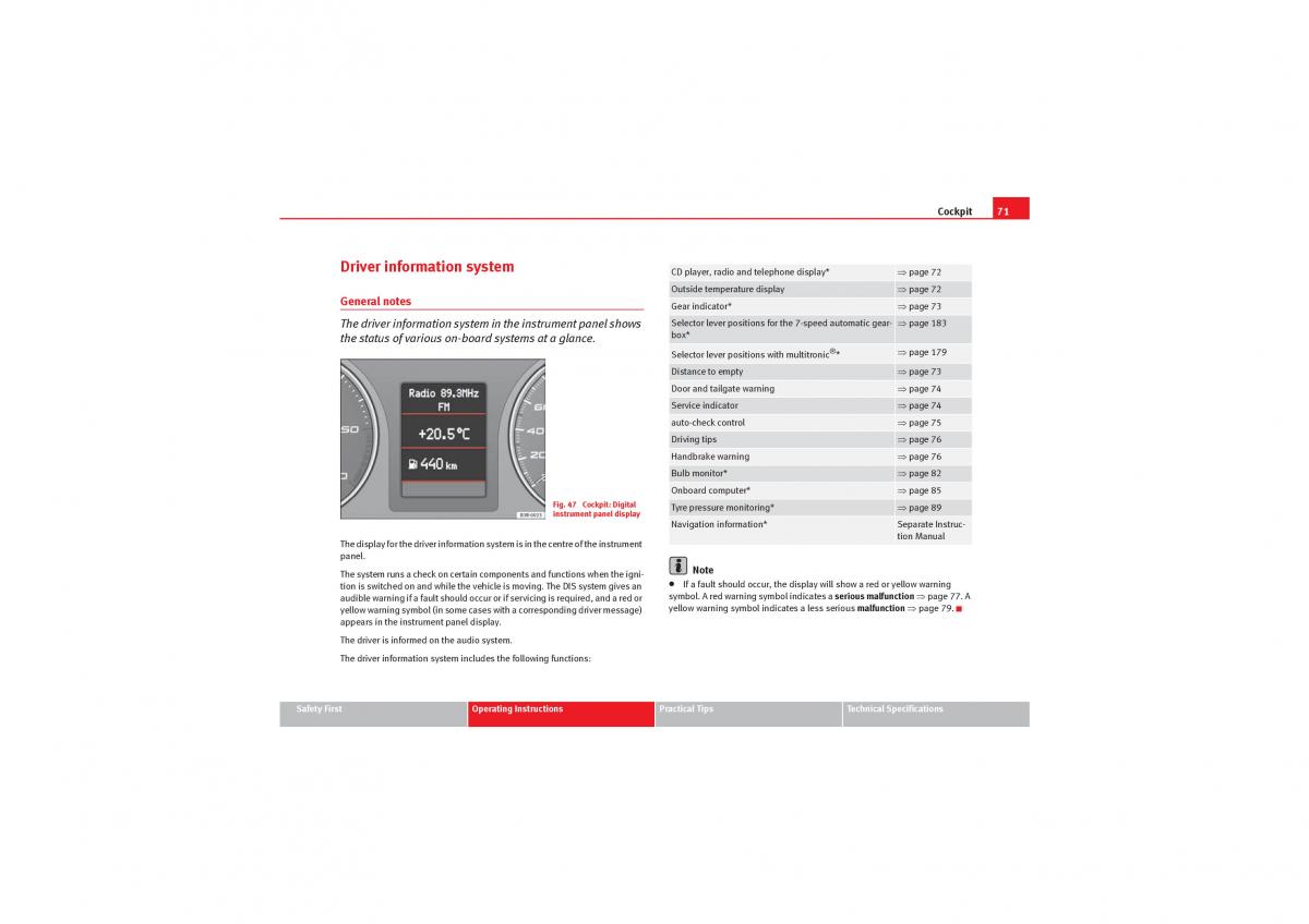 Seat Exeo owners manual / page 73