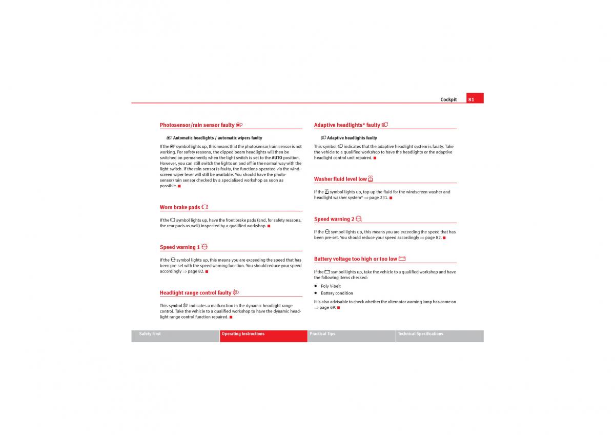 manual  Seat Exeo owners manual / page 83