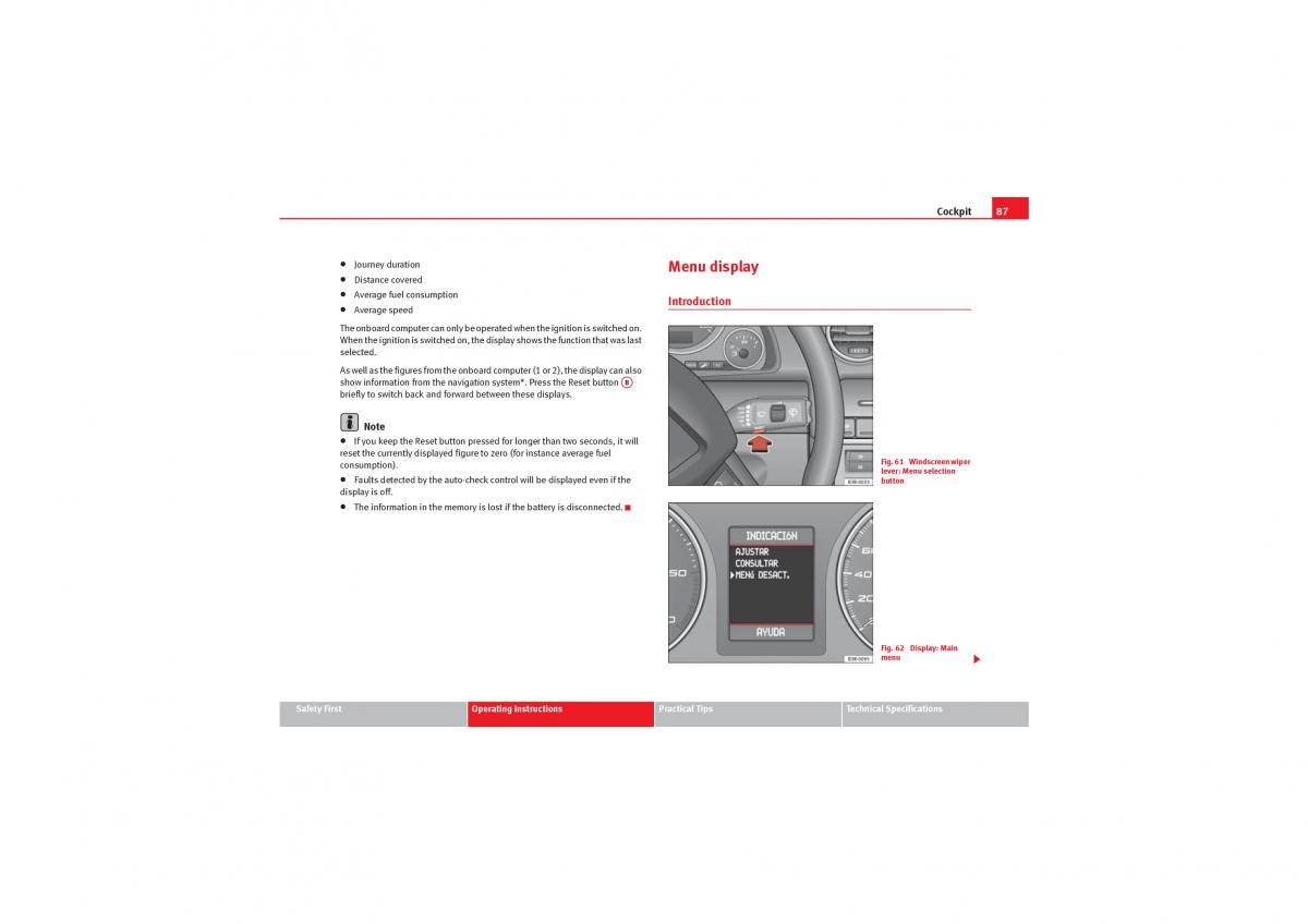 manual  Seat Exeo owners manual / page 89