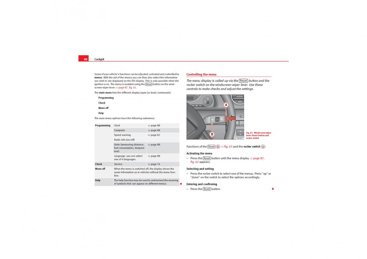 manual  Seat Exeo owners manual / page 90