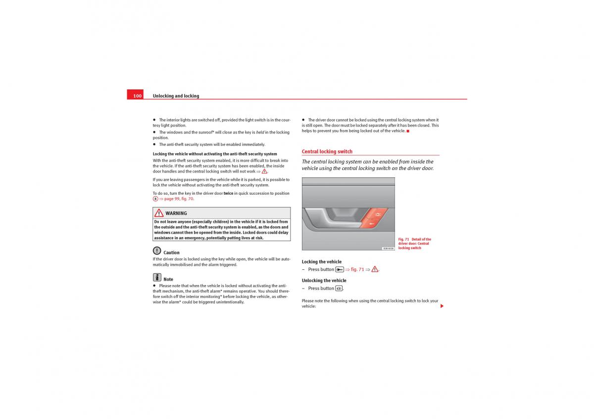 Seat Exeo owners manual / page 102