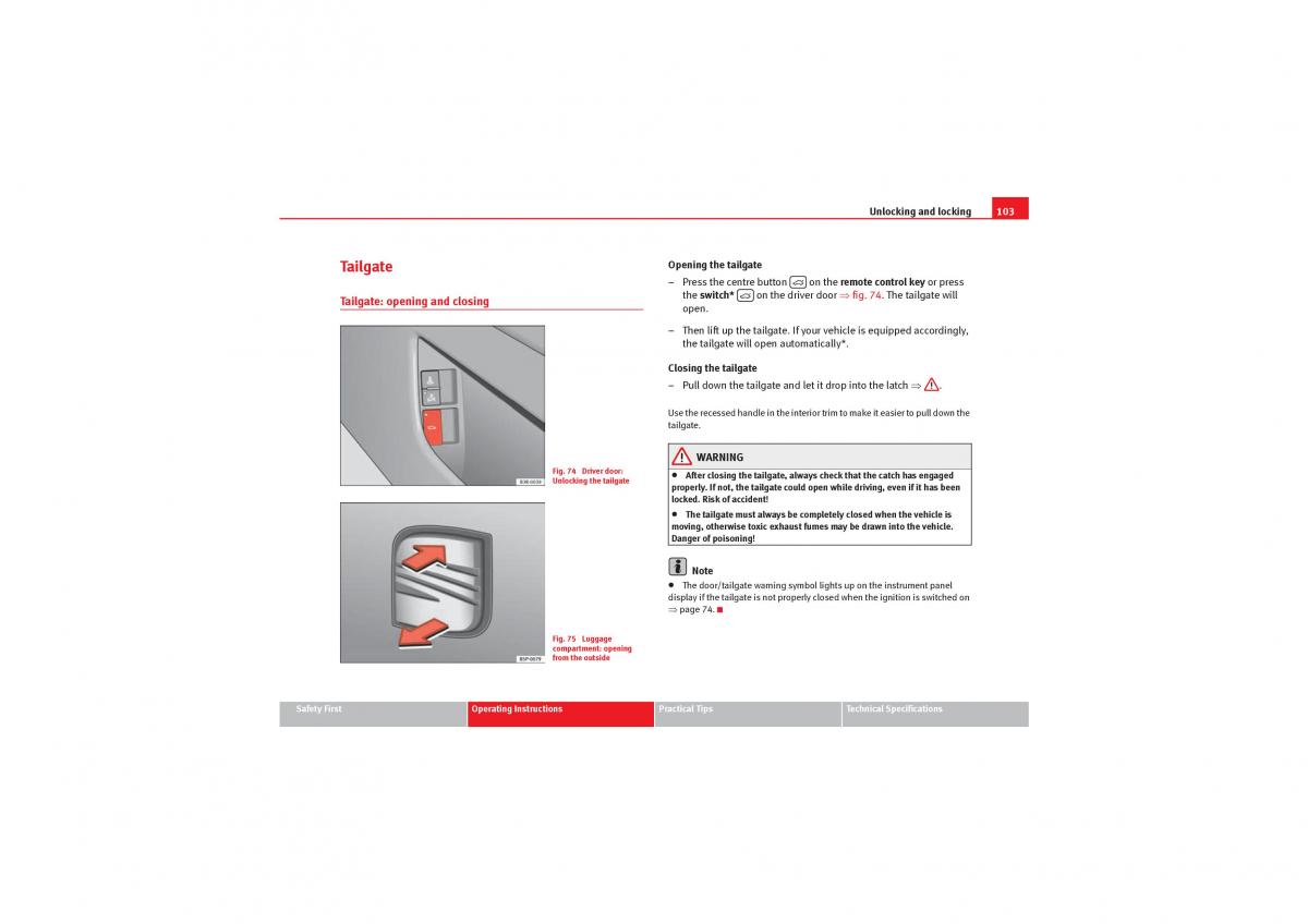 manual  Seat Exeo owners manual / page 105