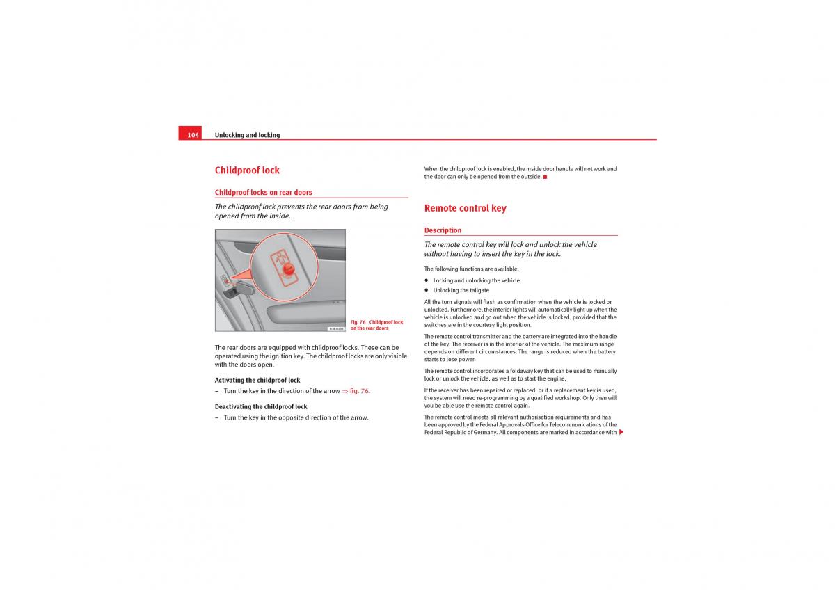 manual  Seat Exeo owners manual / page 106