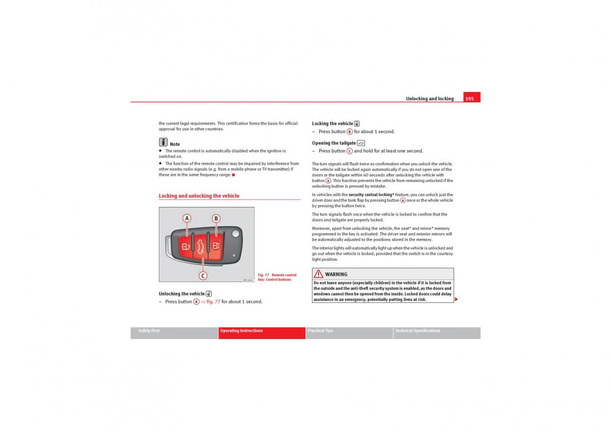 manual  Seat Exeo owners manual / page 107