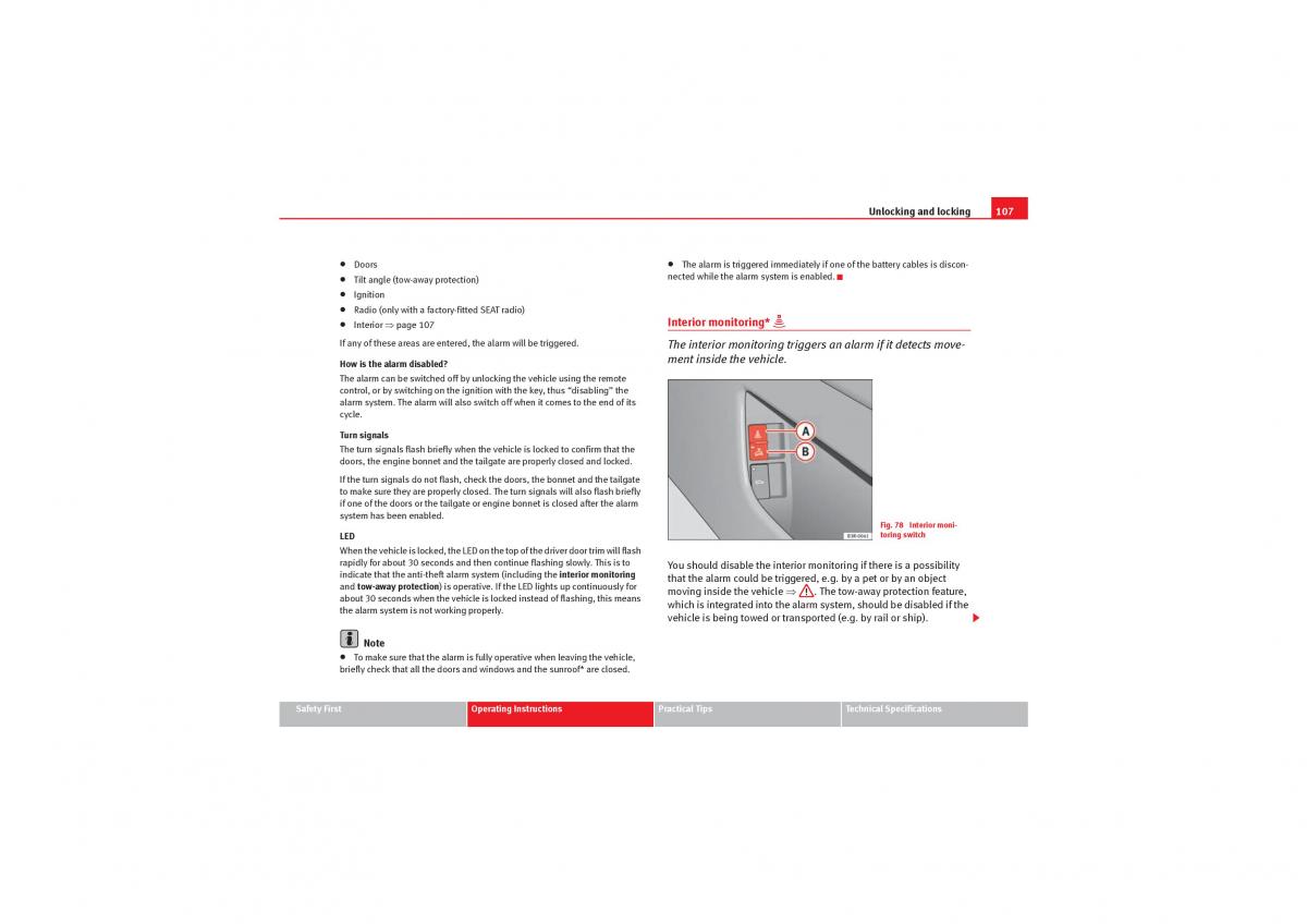 manual  Seat Exeo owners manual / page 109