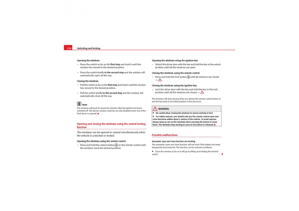 manual  Seat Exeo owners manual / page 112