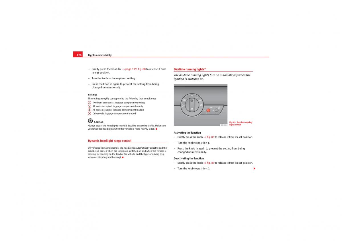 manual  Seat Exeo owners manual / page 122