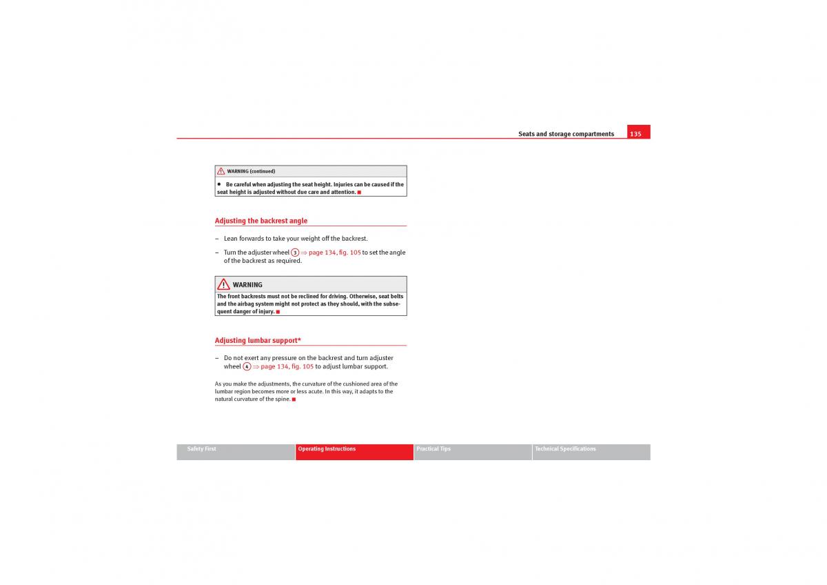 manual  Seat Exeo owners manual / page 137