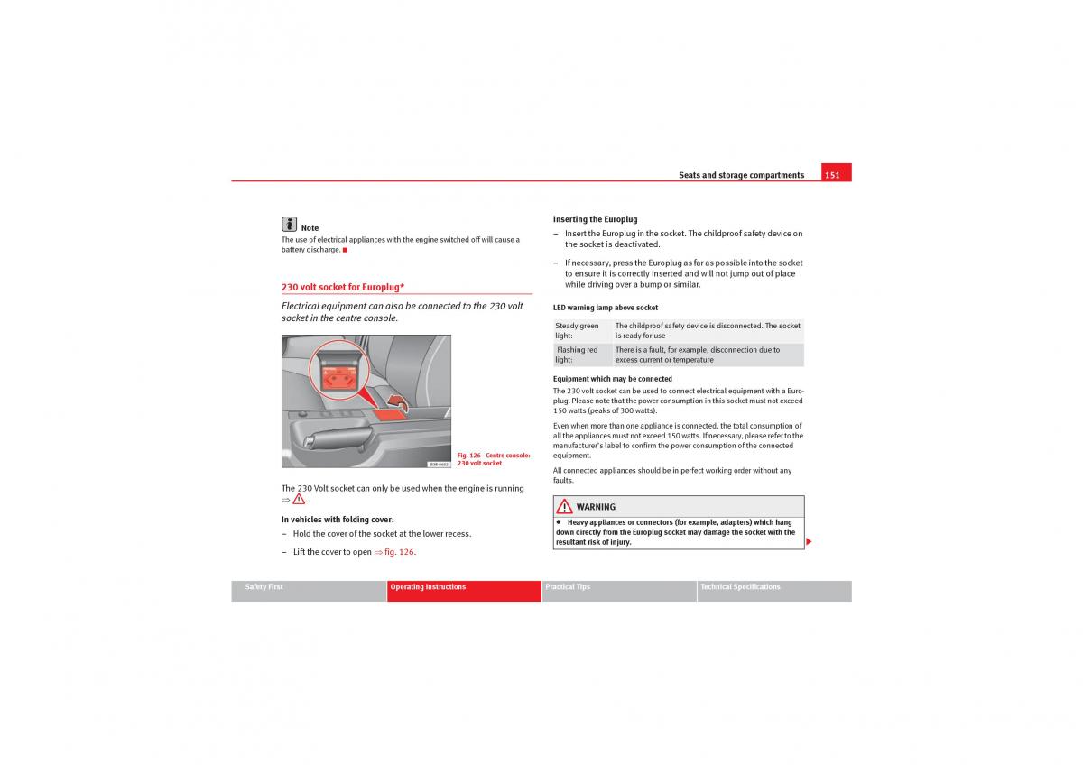 manual  Seat Exeo owners manual / page 153