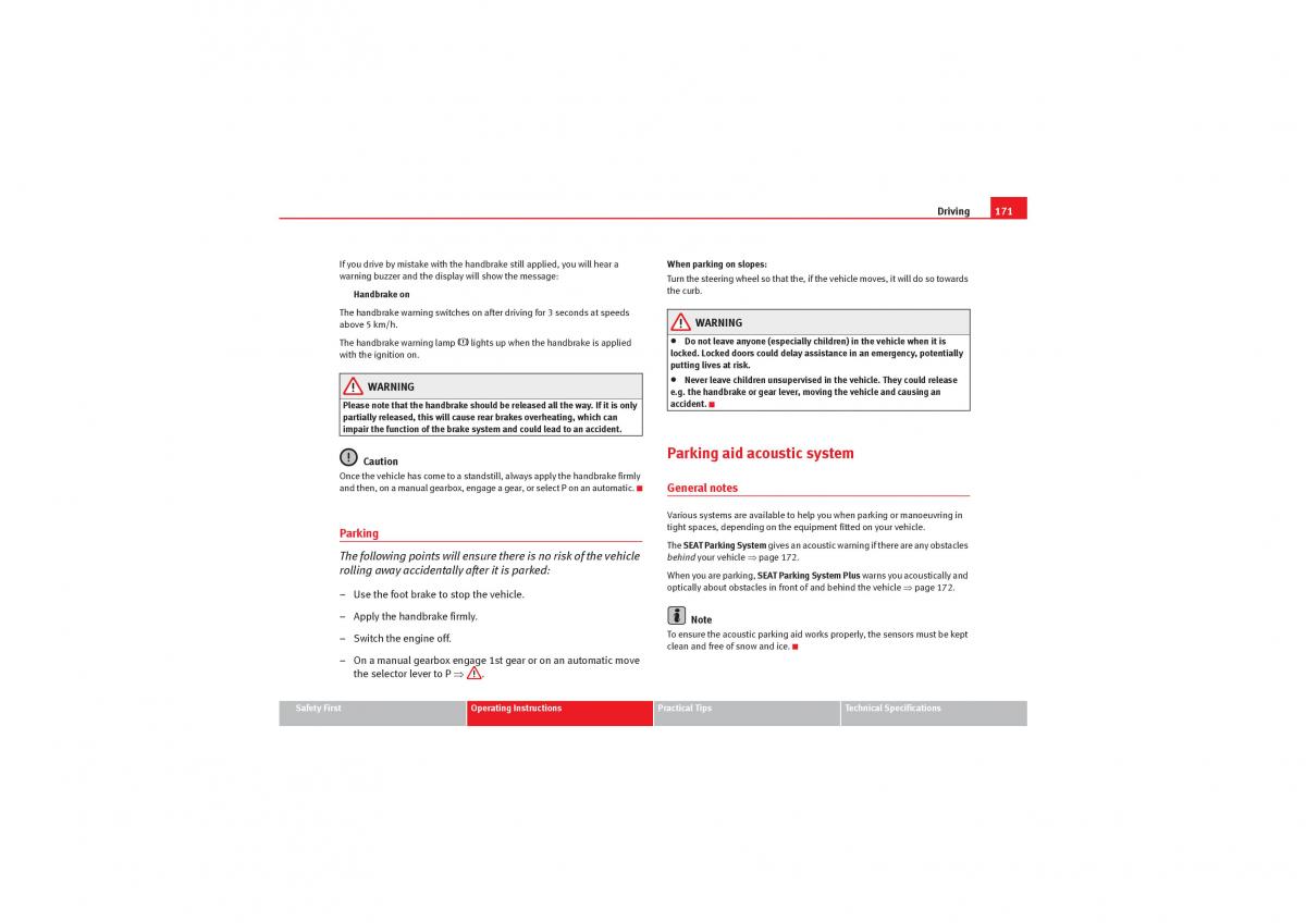 manual  Seat Exeo owners manual / page 173