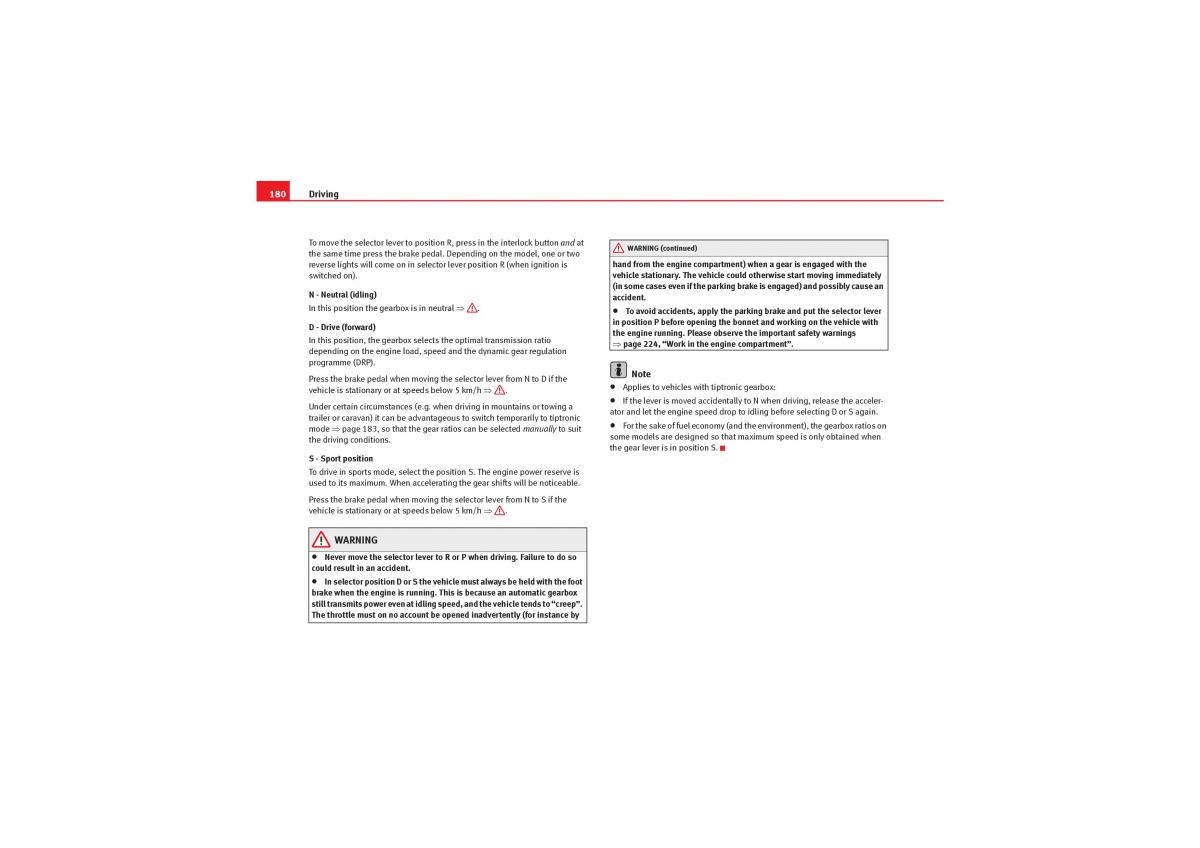 Seat Exeo owners manual / page 182