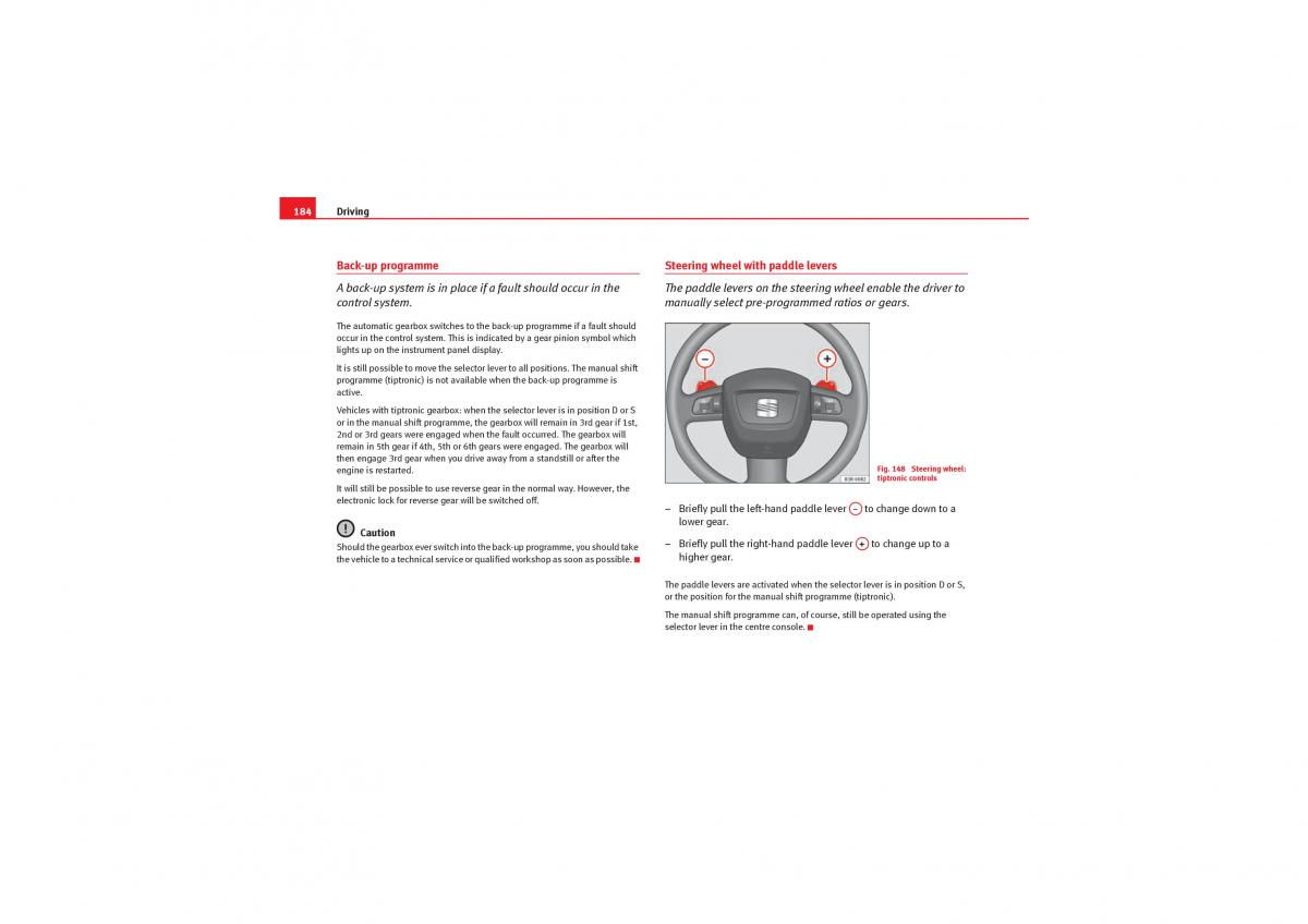 manual  Seat Exeo owners manual / page 186