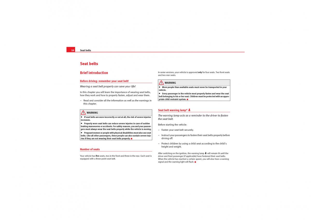 manual  Seat Exeo owners manual / page 20