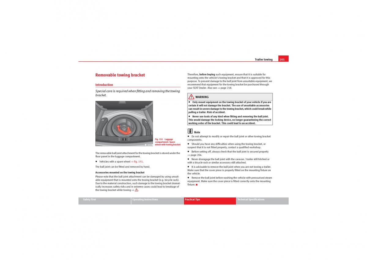 manual  Seat Exeo owners manual / page 203