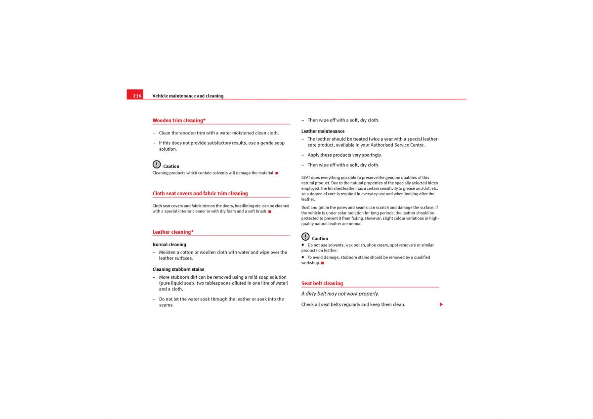 manual  Seat Exeo owners manual / page 218