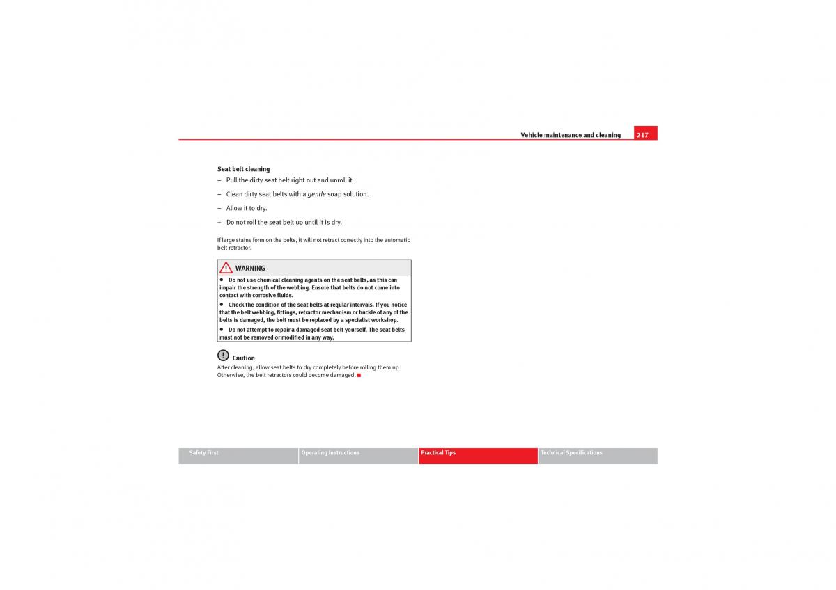 manual  Seat Exeo owners manual / page 219