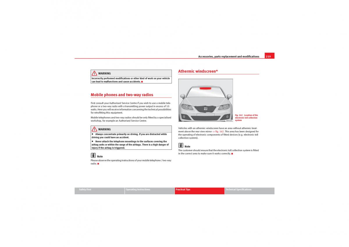 manual  Seat Exeo owners manual / page 221