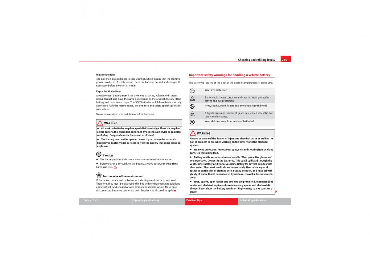 manual  Seat Exeo owners manual / page 237