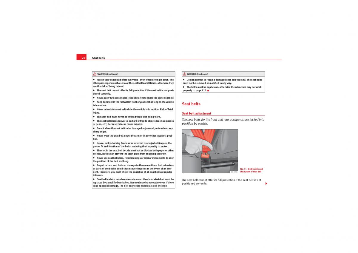 manual  Seat Exeo owners manual / page 24