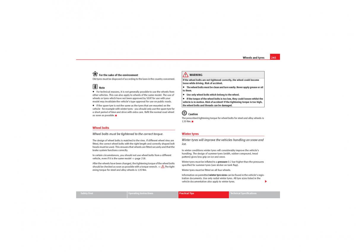 manual  Seat Exeo owners manual / page 247