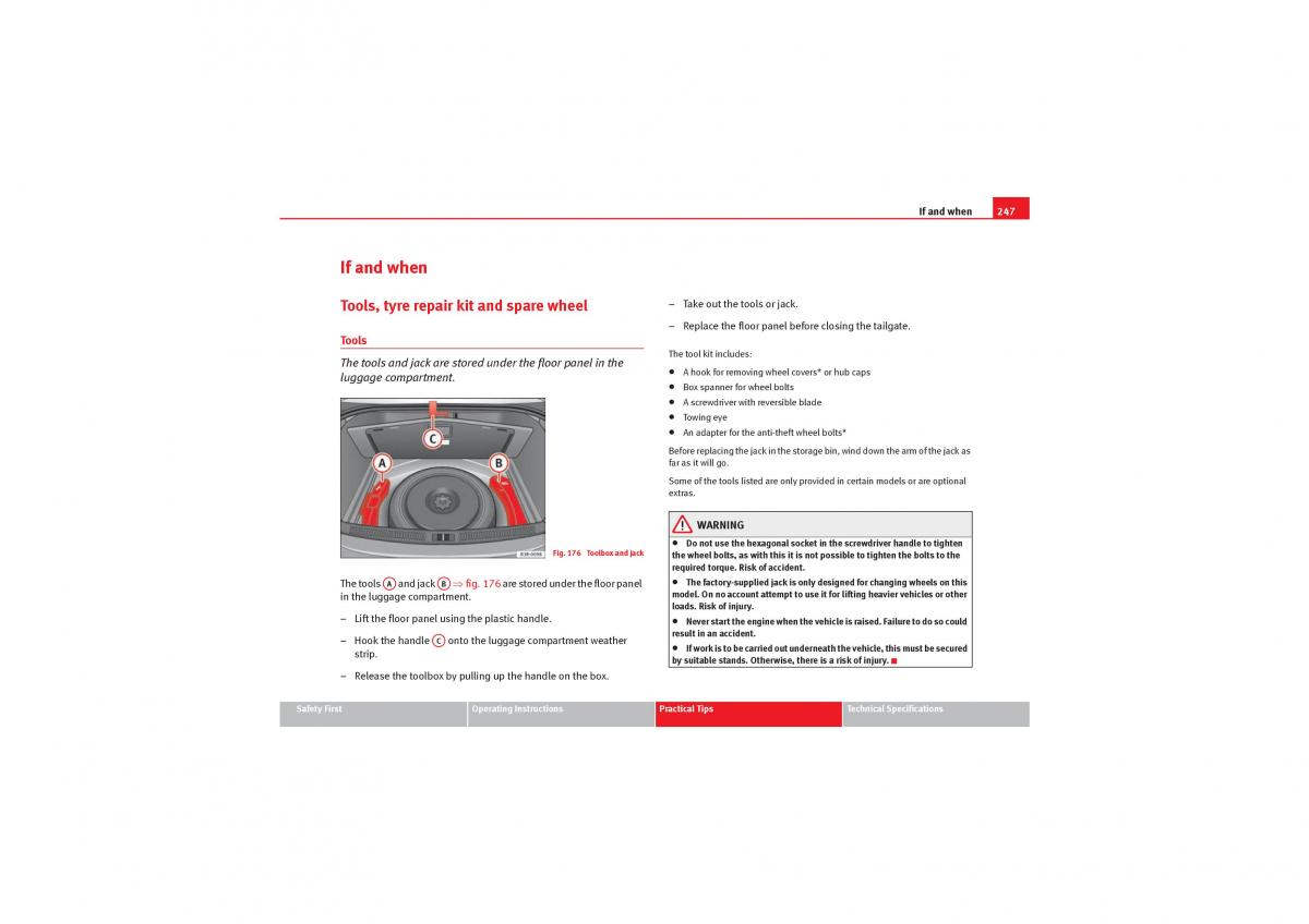 manual  Seat Exeo owners manual / page 249