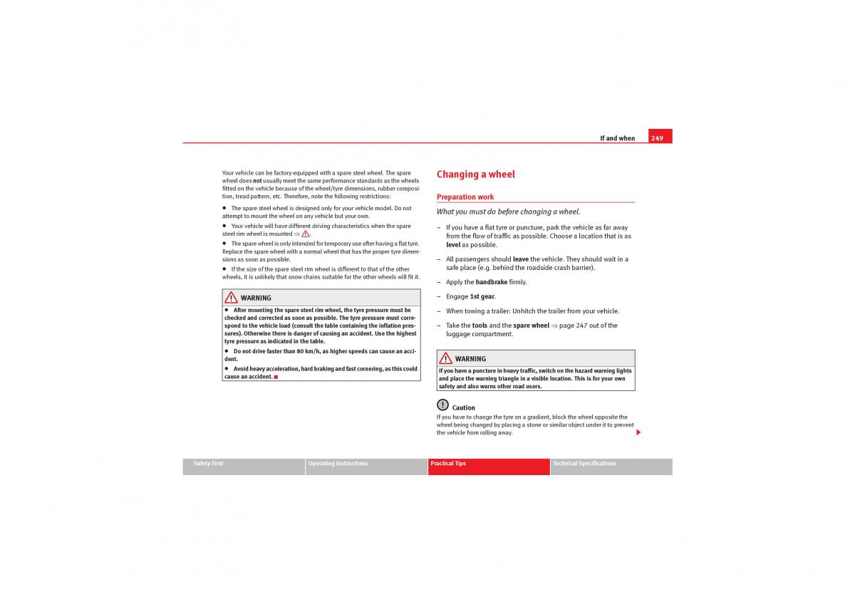 manual  Seat Exeo owners manual / page 251