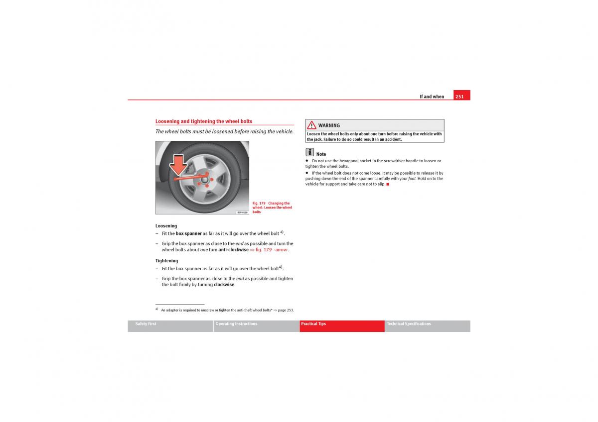 manual  Seat Exeo owners manual / page 253