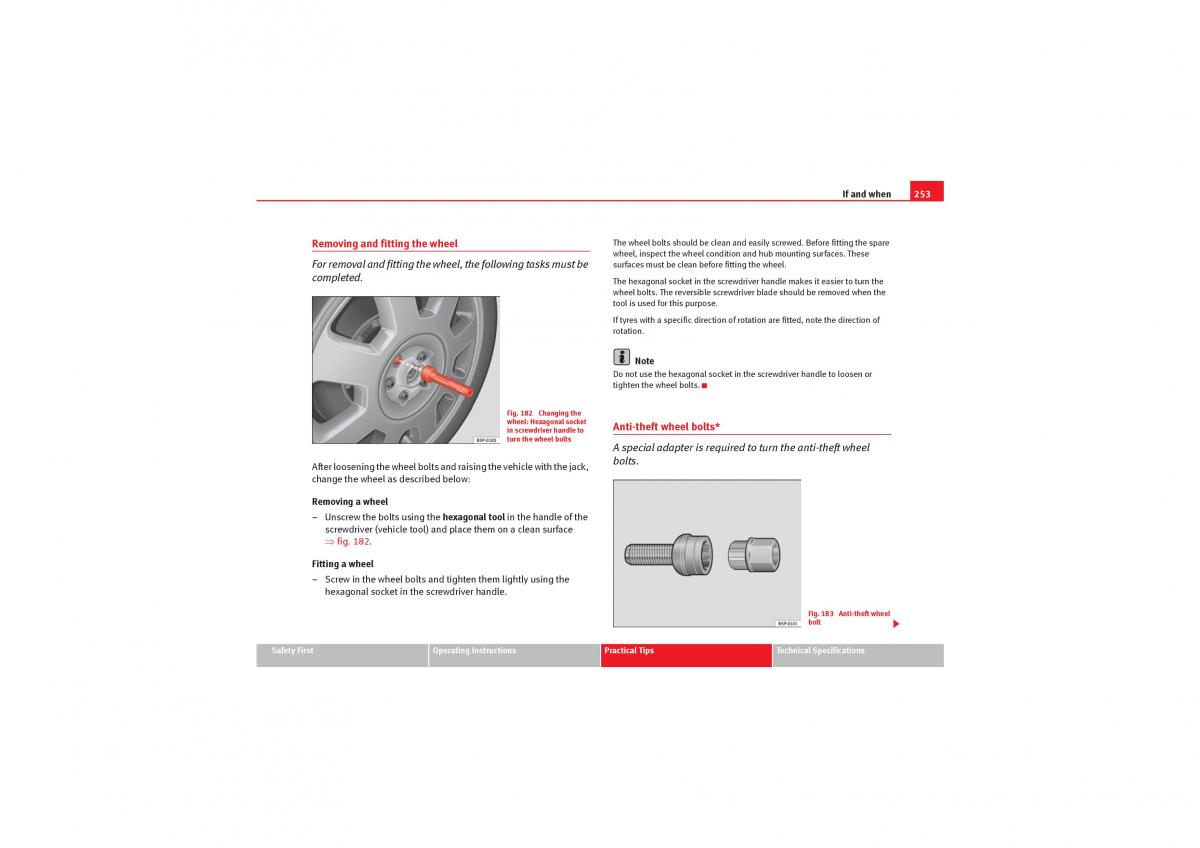 manual  Seat Exeo owners manual / page 255