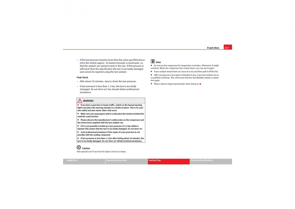 manual  Seat Exeo owners manual / page 259