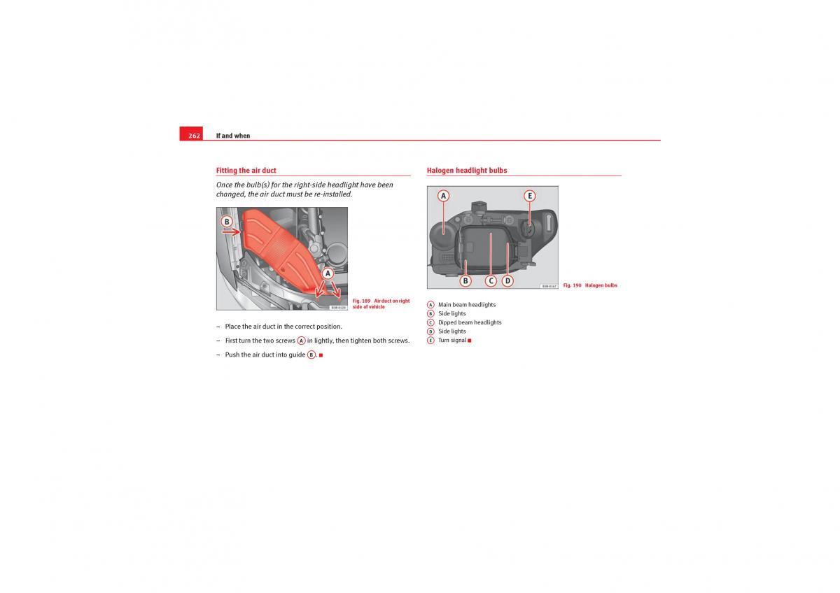 manual  Seat Exeo owners manual / page 264