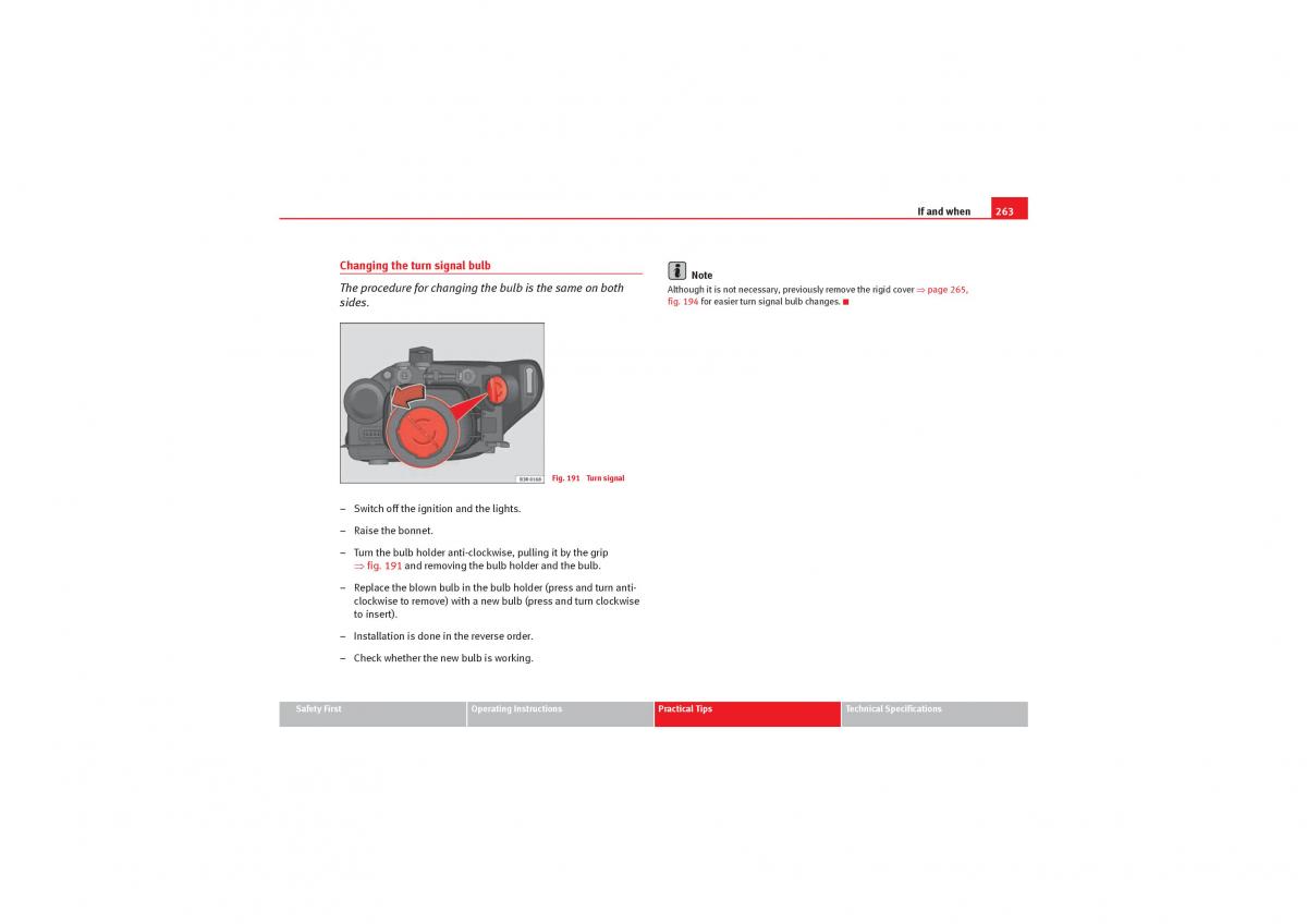 manual  Seat Exeo owners manual / page 265